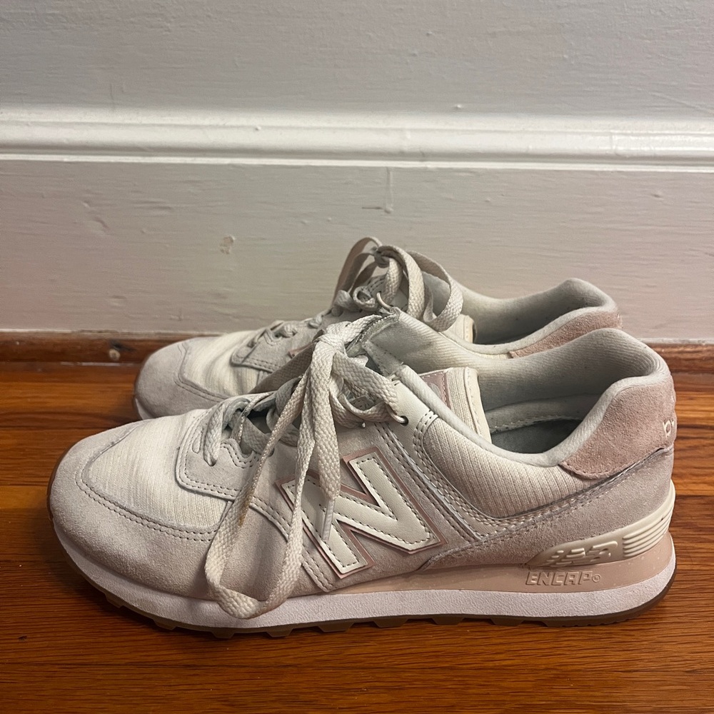 New Balance Cream Lace-Up Sneakers